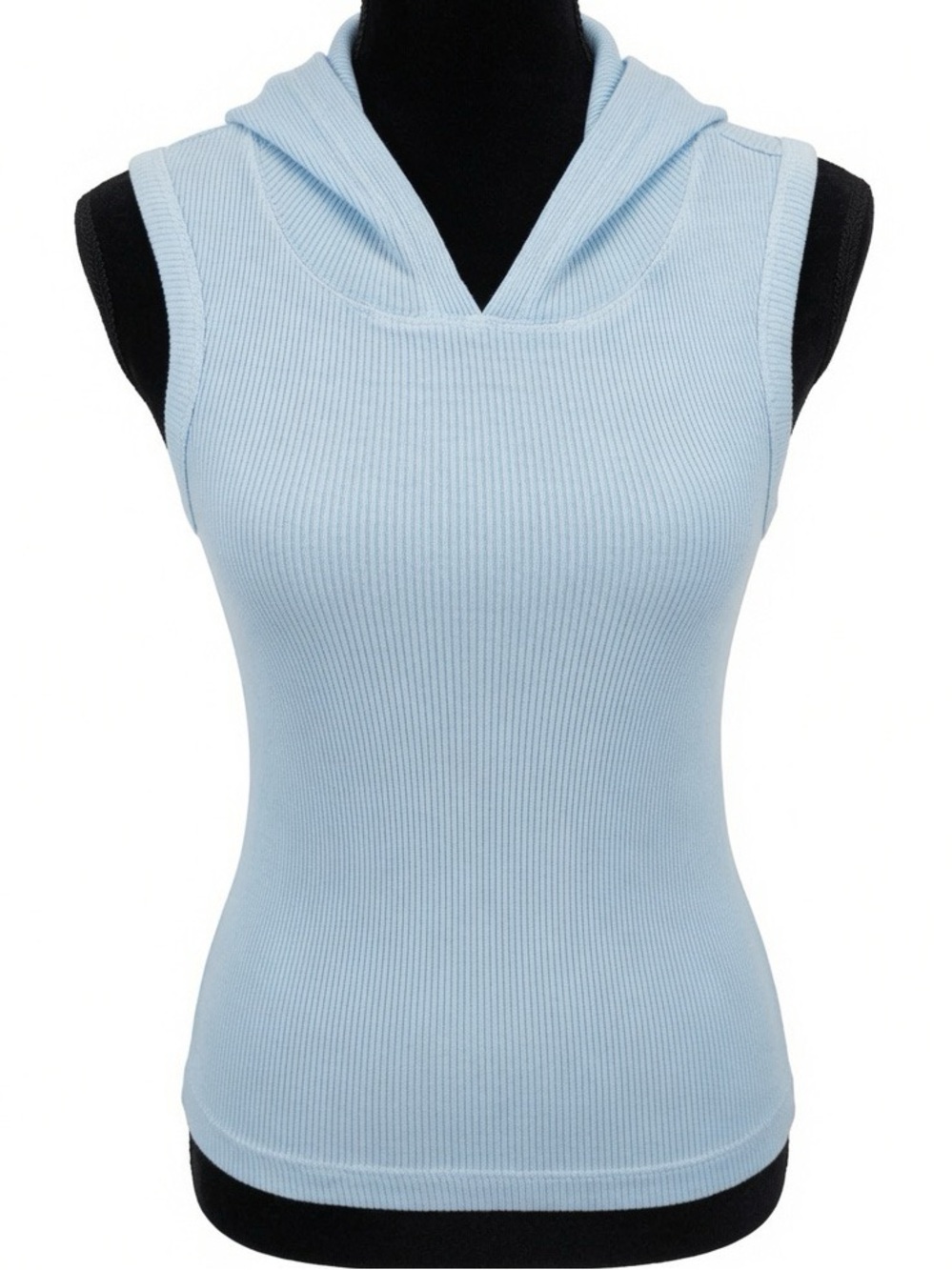 Hard Tail Light Blue Sleeveless Hooded Ribbed Tank Top one Size Made in  USA